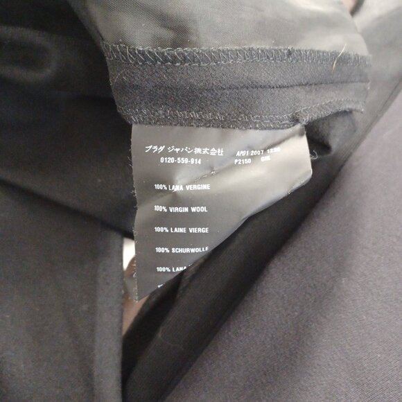 PRADA Black Virgin Wool Flat Front Bootcut Trousers IT42 - Picture 6 of 6